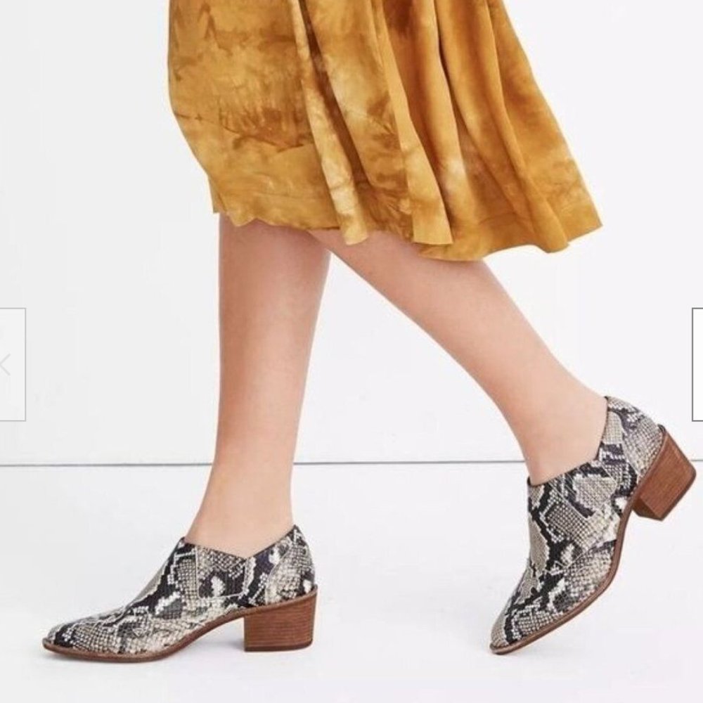 Madewell Sonia Low Leather Snake Embossed Chelsea Boot